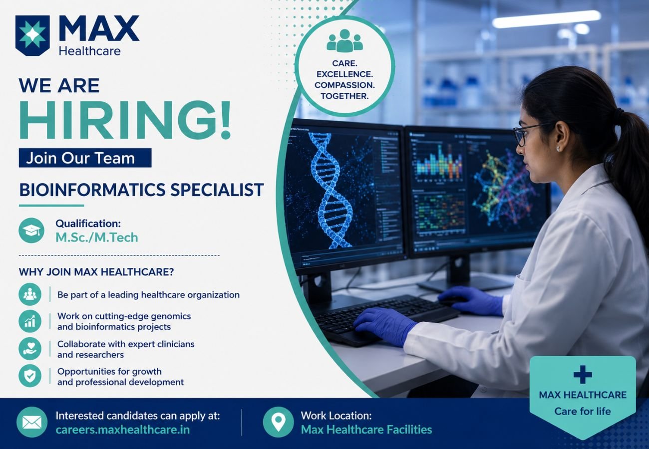 Max Healthcare Hiring For Bioinformatics Specialist