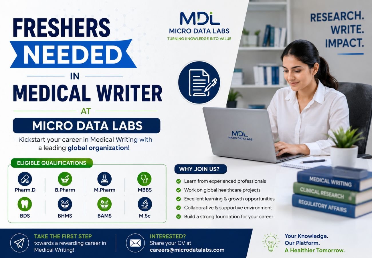 Freshers Needed In Medical Writer At Micro Data Labs