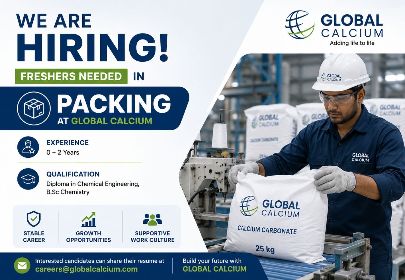 Freshers Needed In Packing At Global Calcium