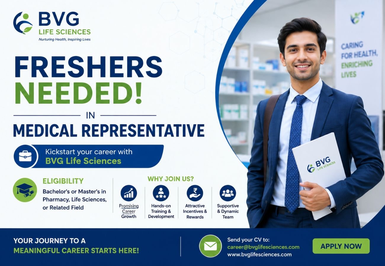 Freshers Needed In Medical Representative At BVG Life Sciences