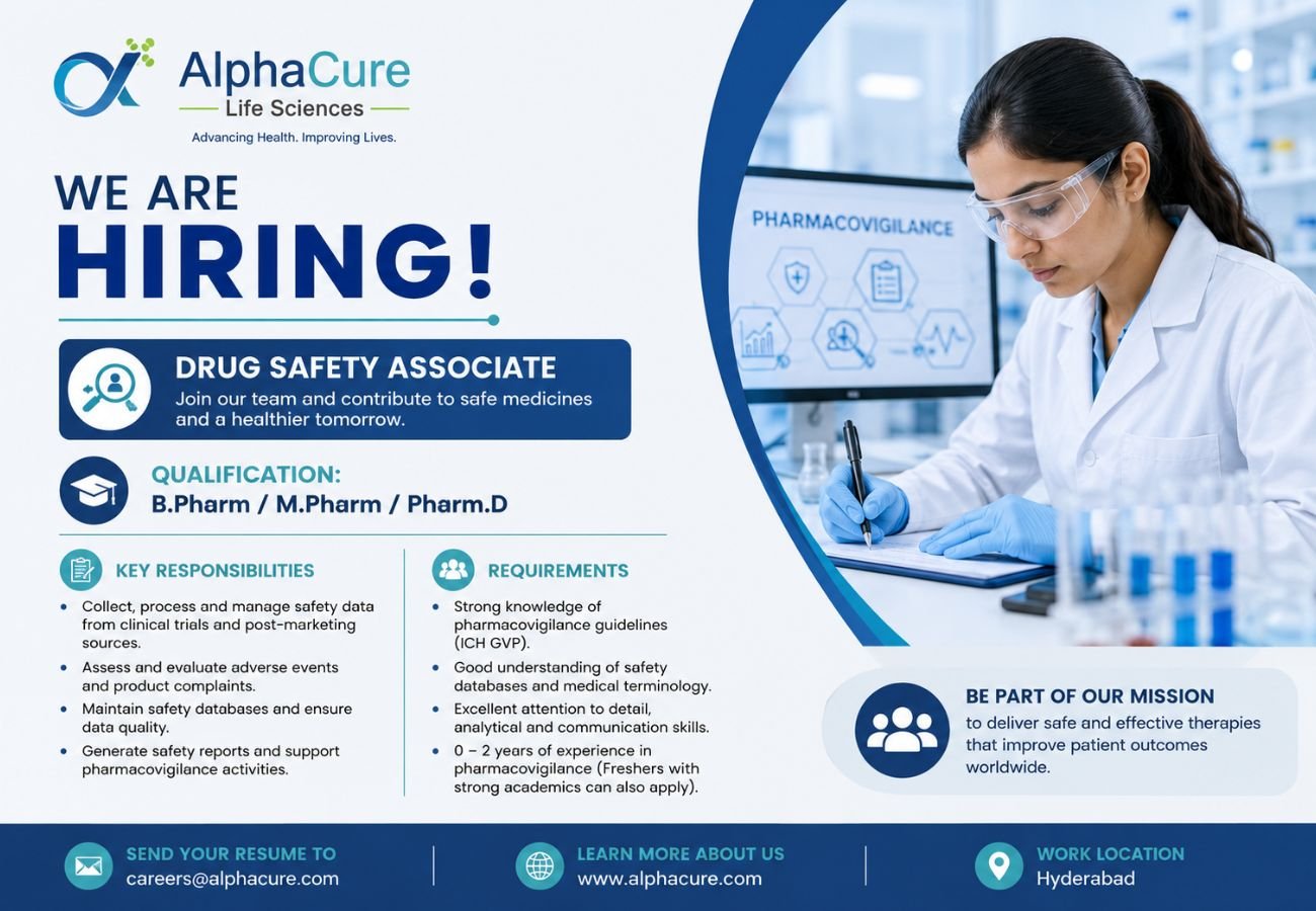AlphaCure Life Sciences Hiring For Drug Safety Associate