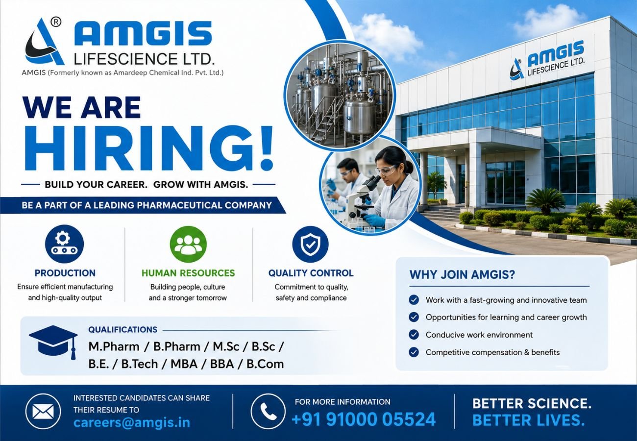 Amgis Lifescience Hiring For Production / Human Resources / Quality Control