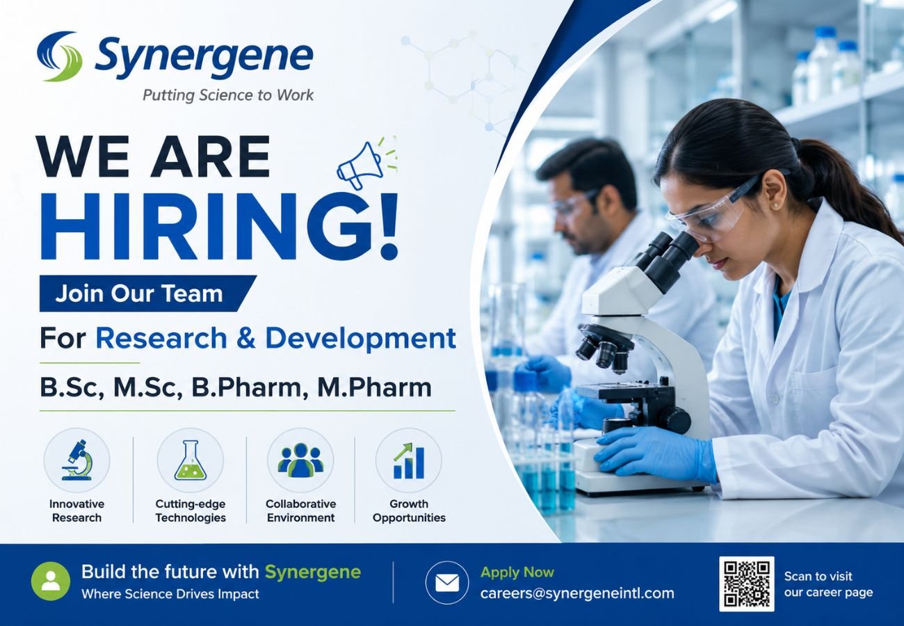 Synergene Hiring For Research & Development