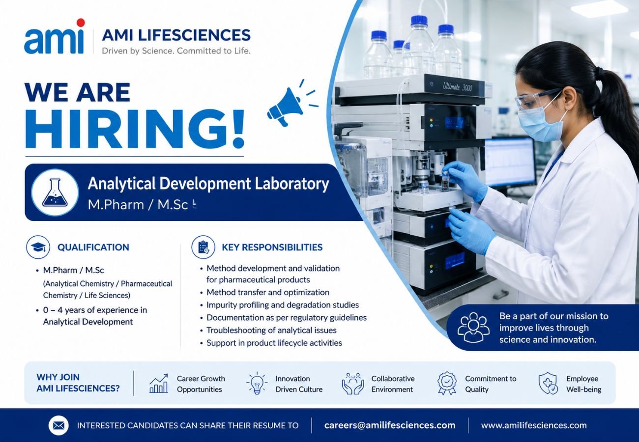 AMI Lifesciences Hiring For Analytical Development Laboratory
