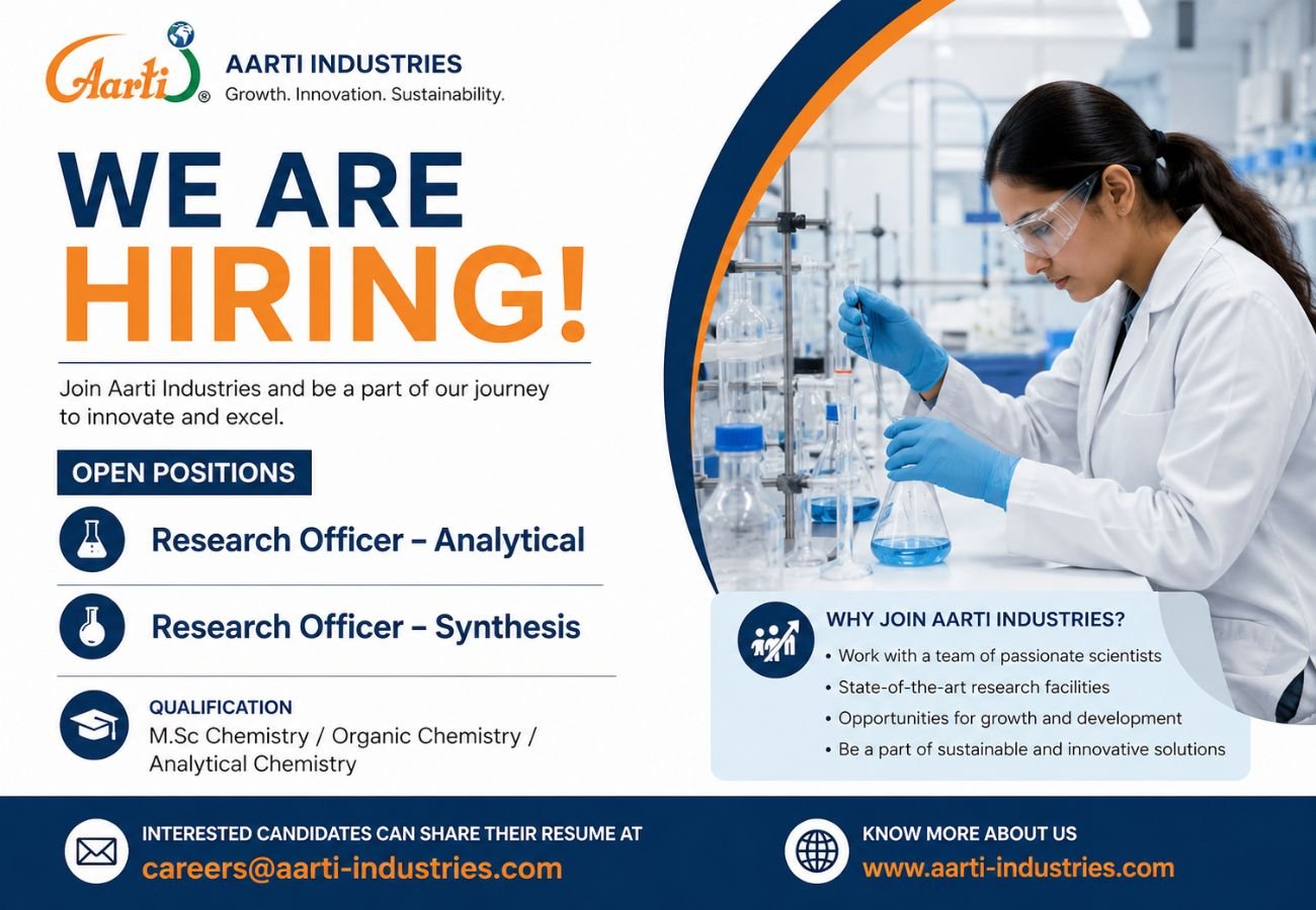 Aarti Industries Hiring For Research Officer – Analytical / Research Officer – Synthesis