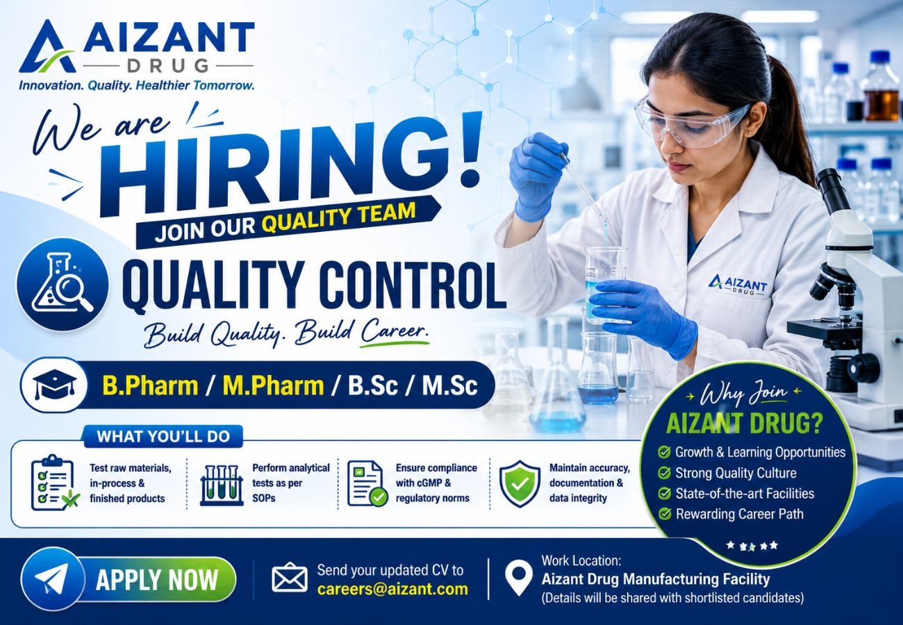Aizant Drug Hiring For Quality Control