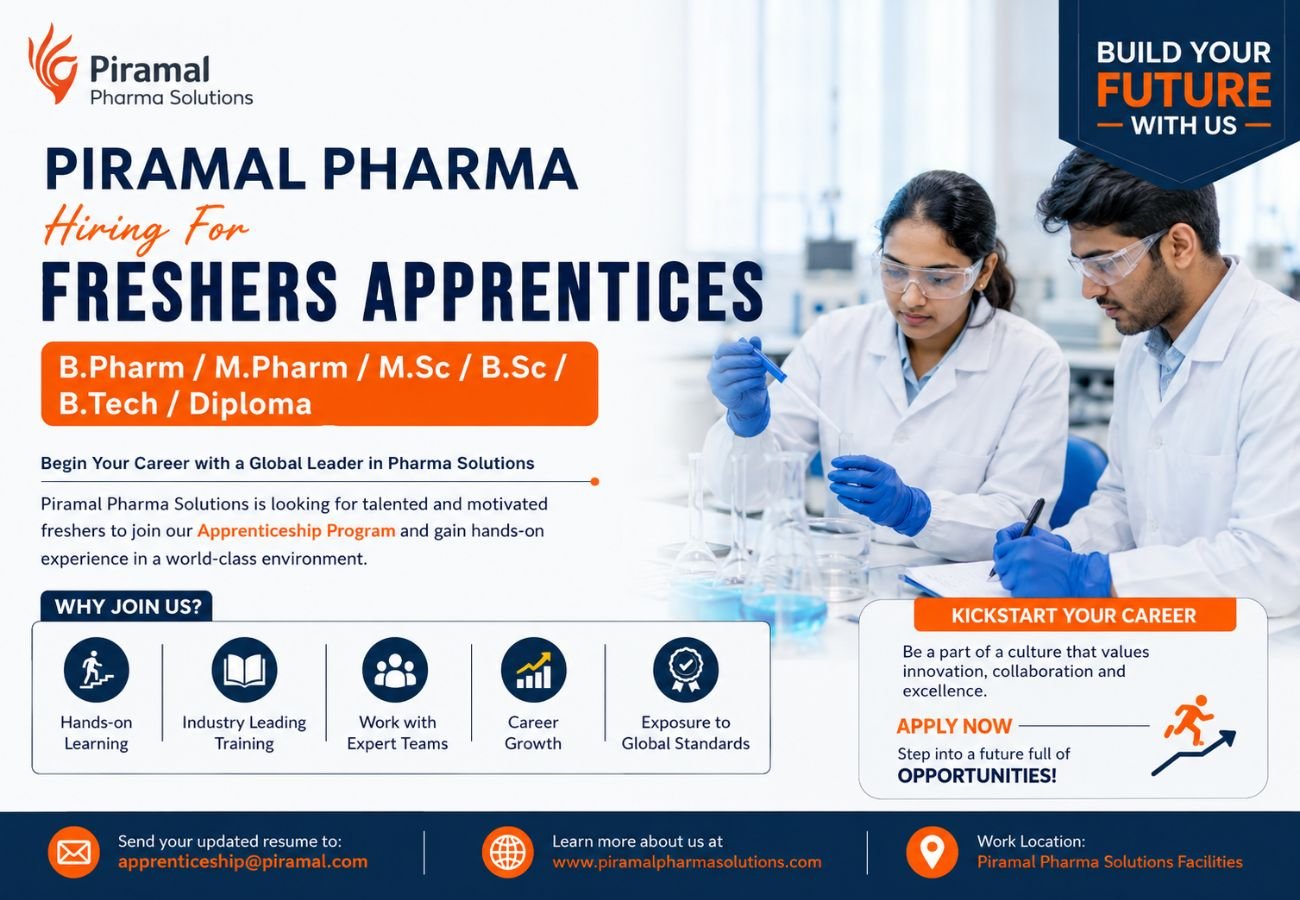 Piramal Pharma Hiring For Freshers Apprentices