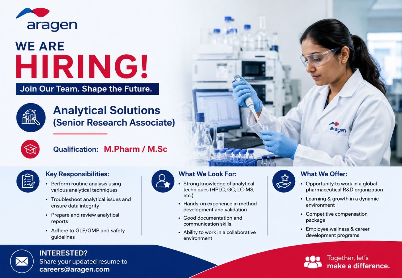 Aragen Hiring For Analytical Solutions (Senior Research Associate)