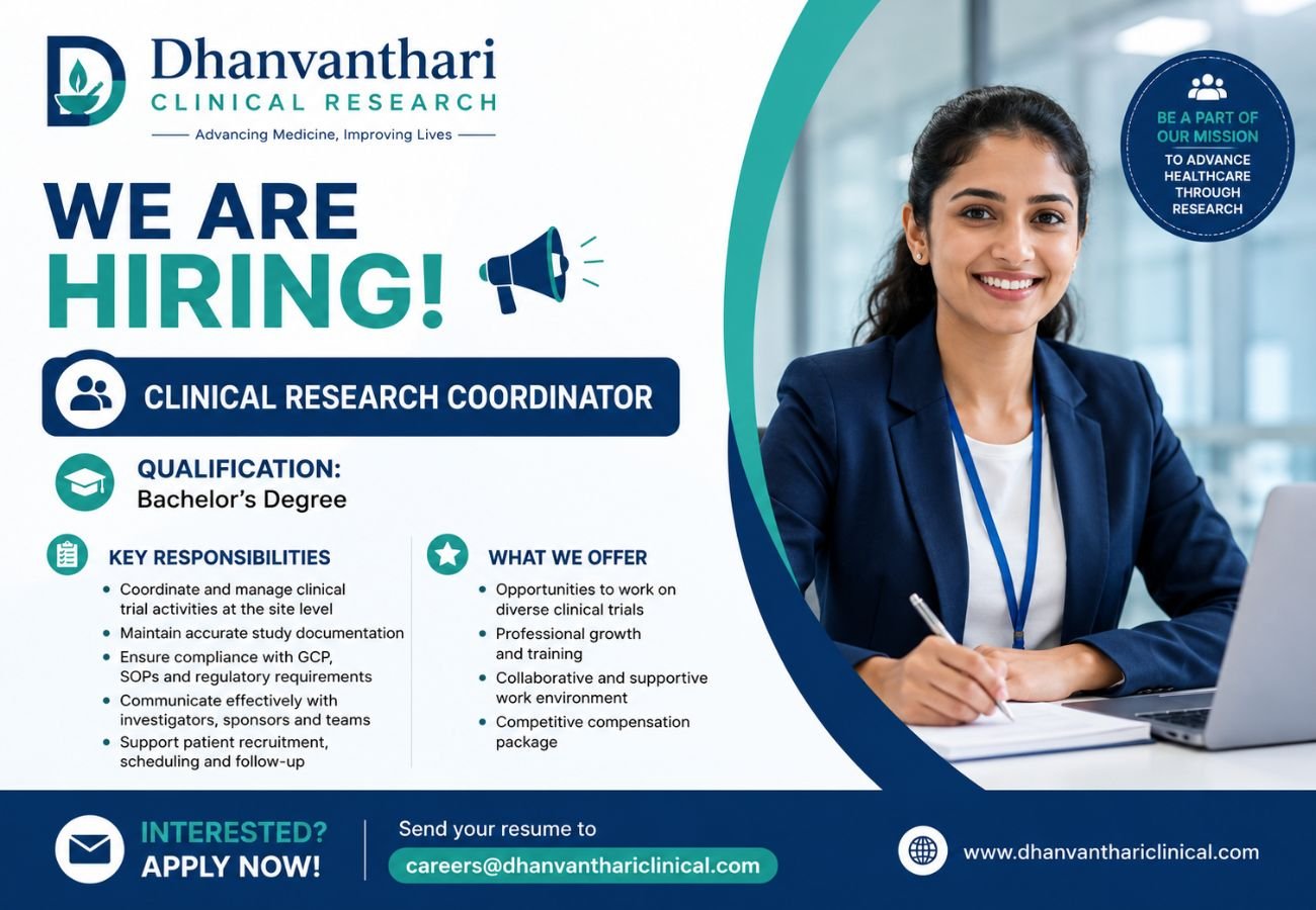 Dhanvanthari Clinical Research Hiring For Clinical Research Coordinator