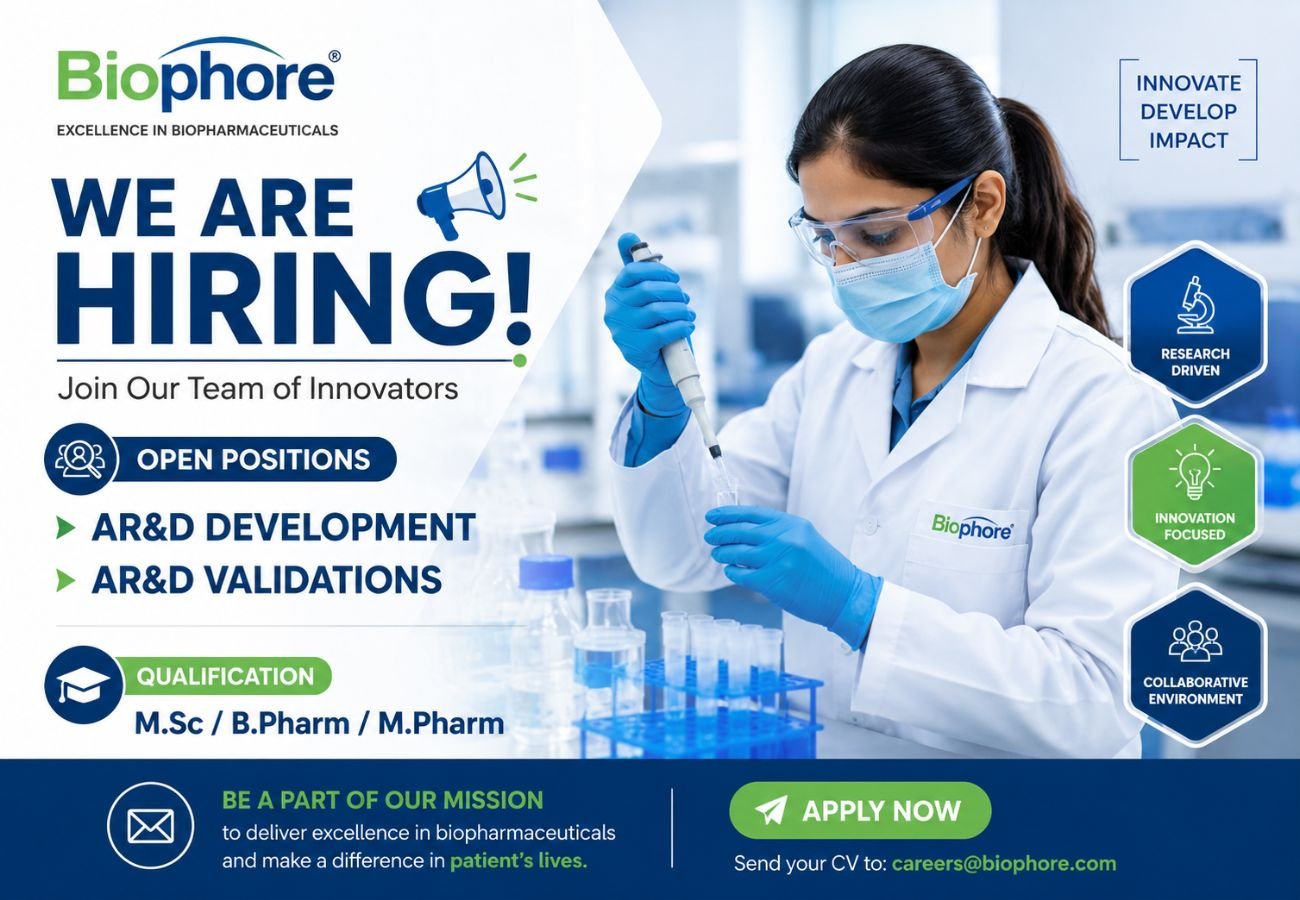 Biophore Hiring For AR&D Development & AR&D Validations
