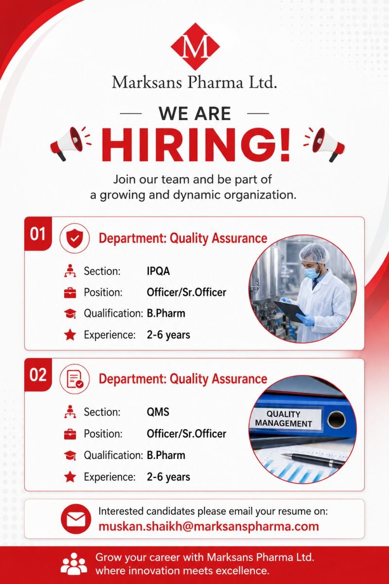 1781493537332 Marksans Pharma Hiring For Quality Assurance