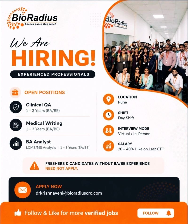 BioRadius Therapeutic Hiring For Clinical QA, Medical Writing, BA Analyst