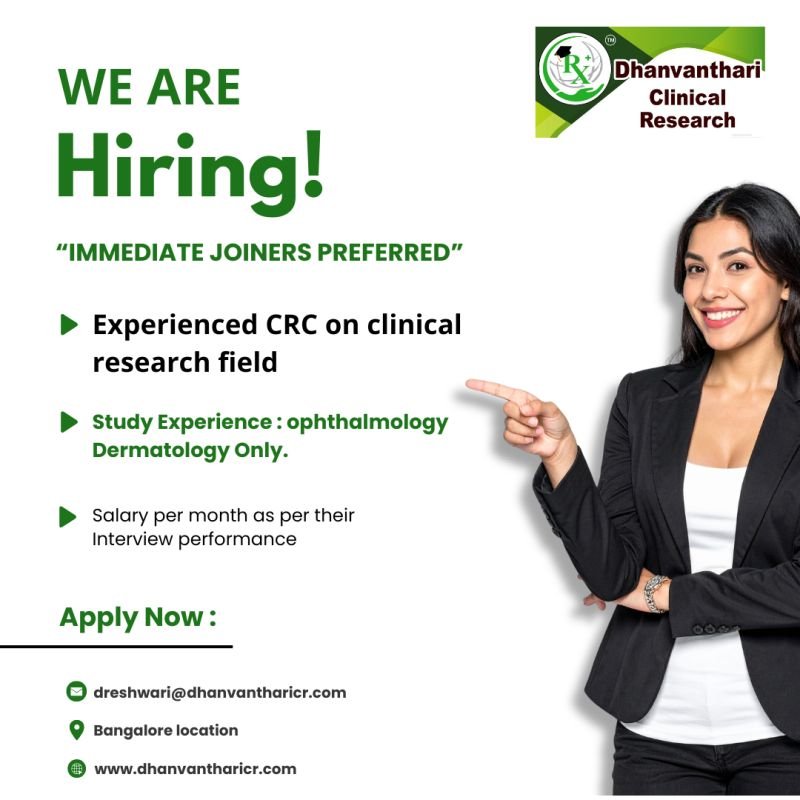 Dhanvanthari Clinical Research Hiring For Clinical Research Coordinator