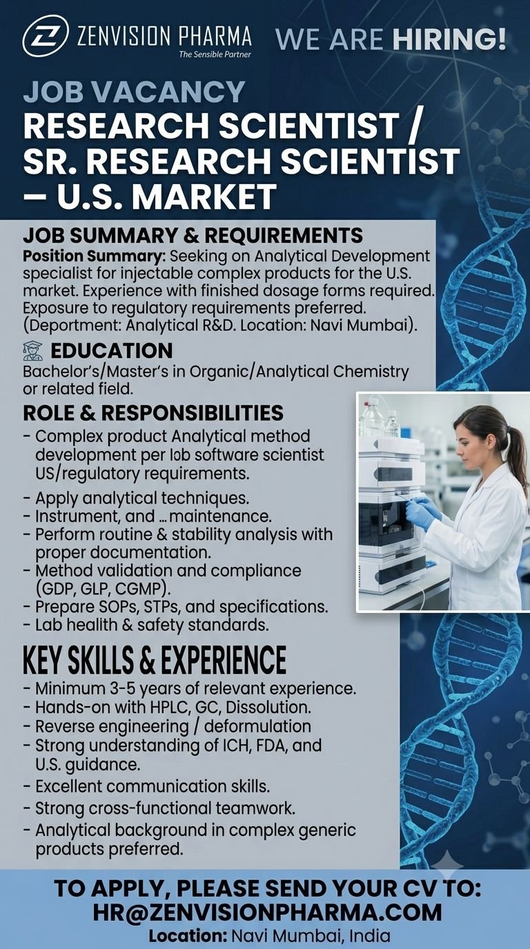 Zenvision Pharma Hiring For Analytical Research & Development