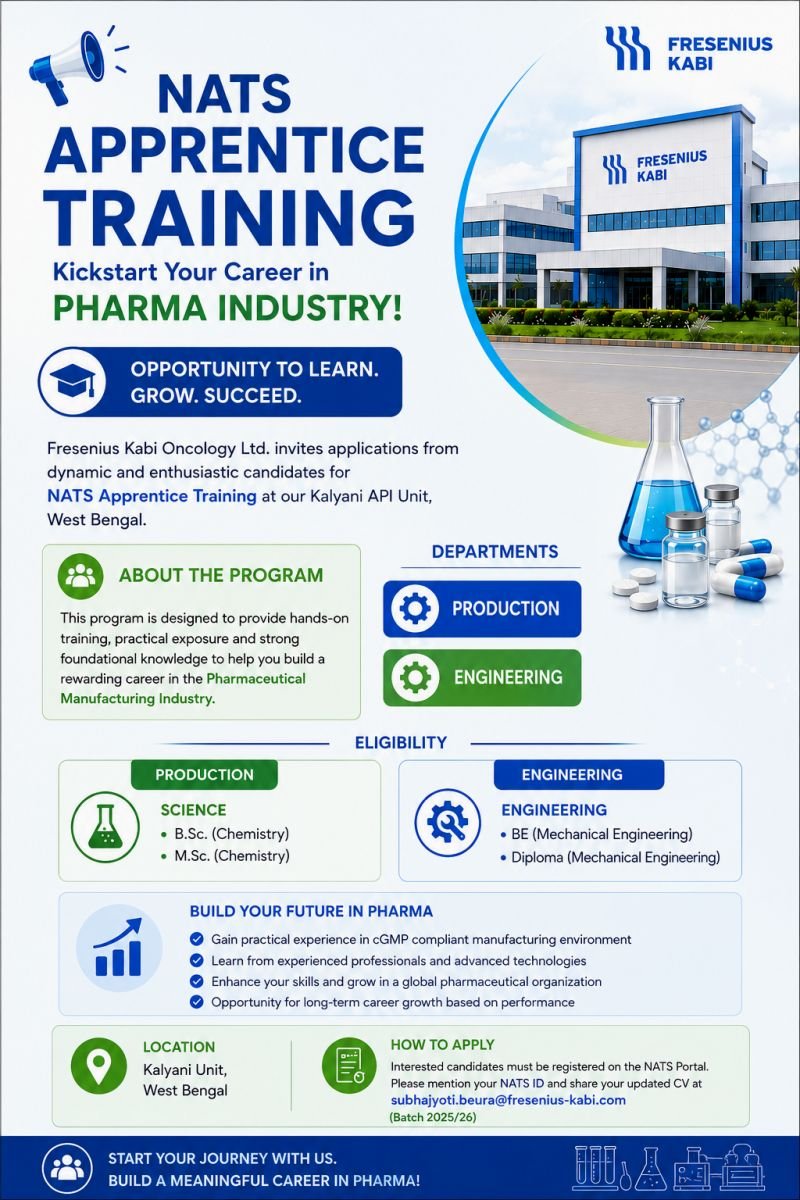 Freshers Needed In Production / Engineering At Fresenius Kabi Oncology Ltd.