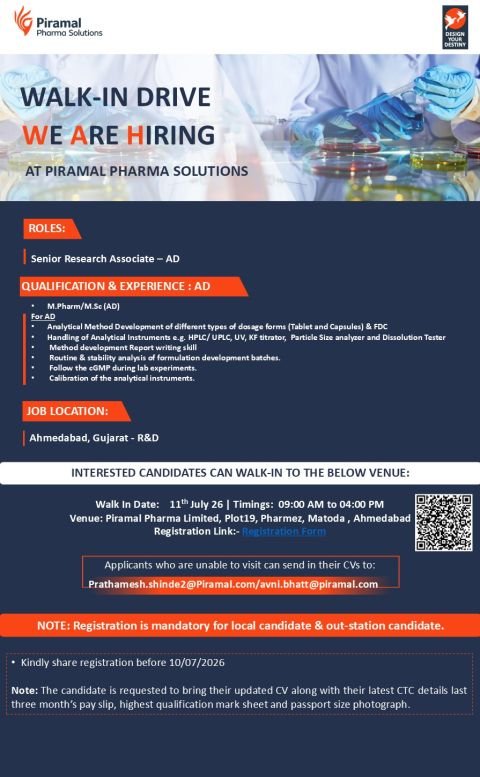 1783319087925 Piramal Pharma Solutions Hiring For Analytical Development