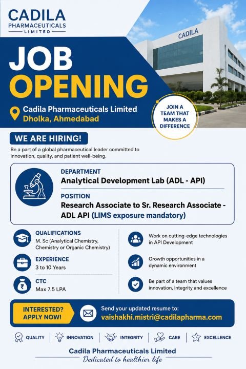 1783927285482 Cadila Pharmaceuticals Hiring For Analytical Development Laboratory