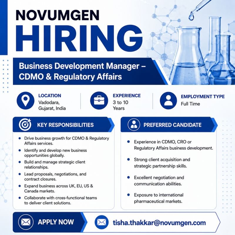 1783941911369 Novumgen Hiring For Business Development Manager – CDMO & Regulatory Affairs
