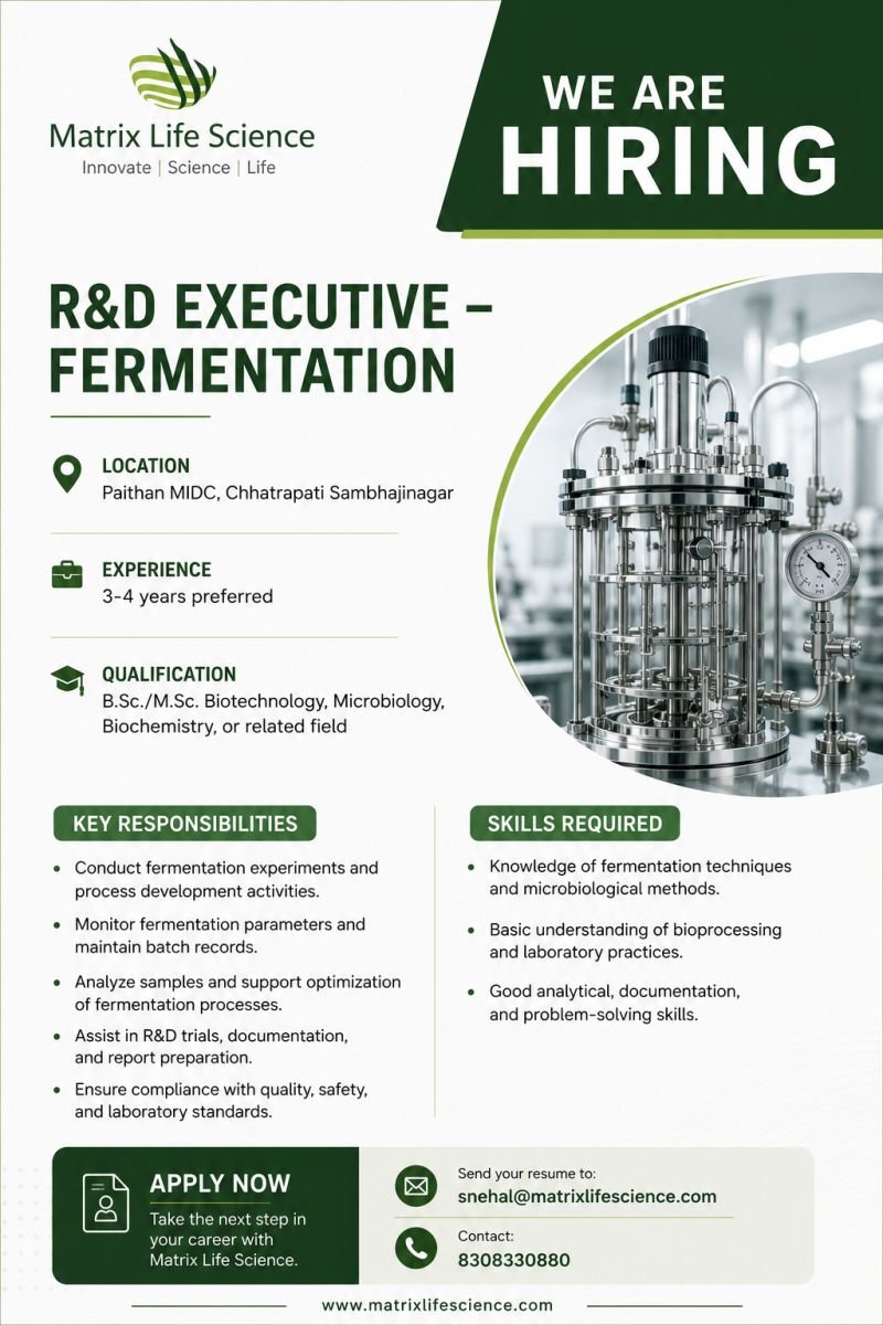 1784108276194 Matrix Life Science Hiring For Research & Development