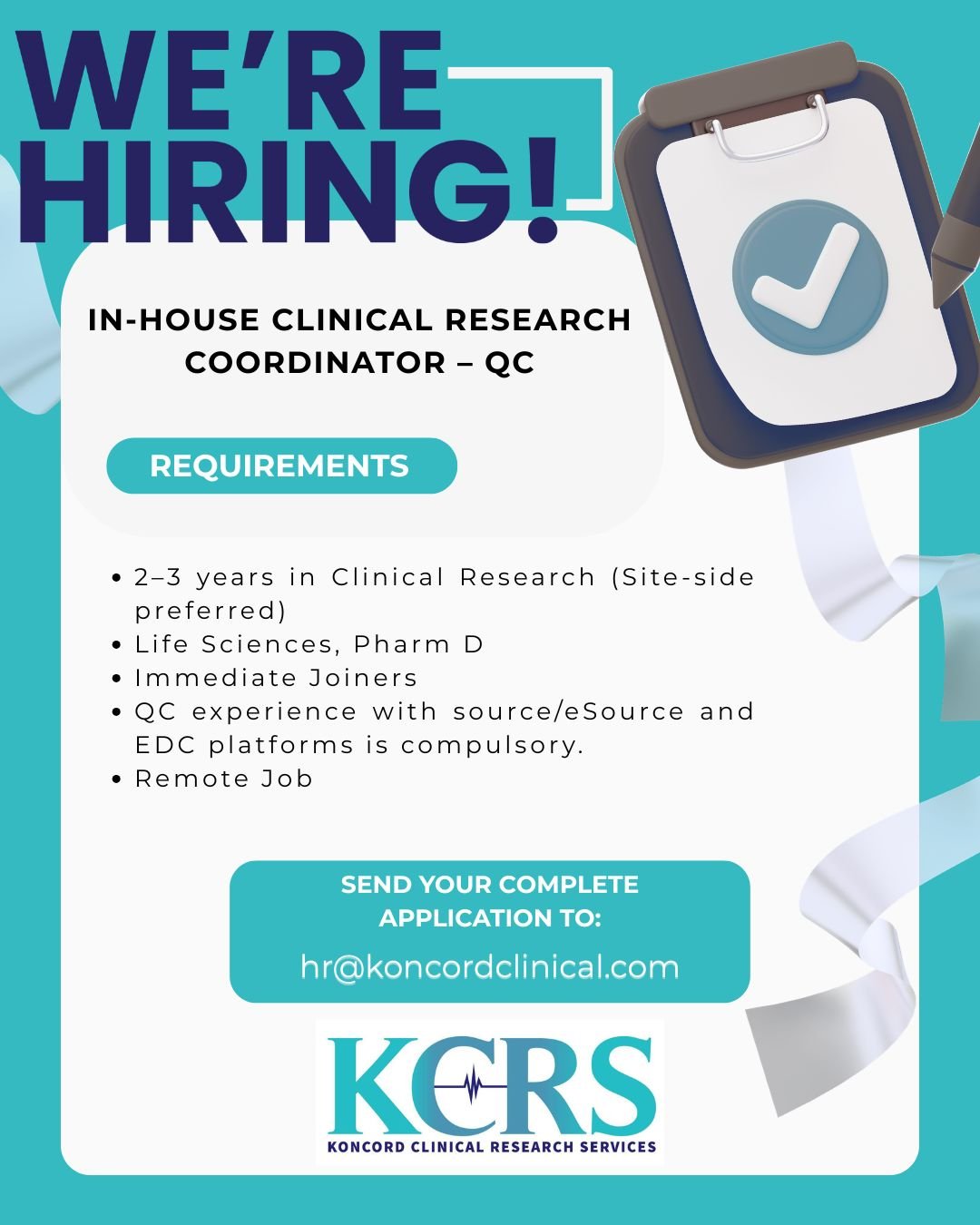 1784114068199 Koncord Clinical Research Hiring For Clinical Research Coordinator