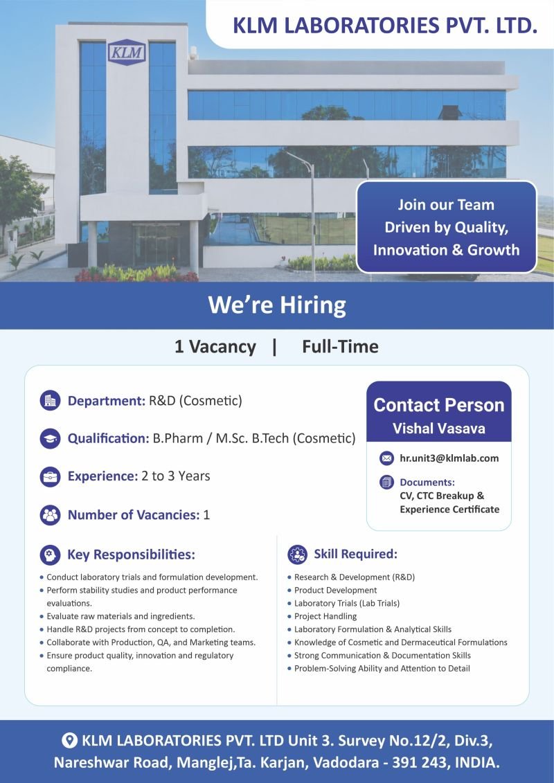 1784121640315 KLM Laboratories Hiring For Research & Development