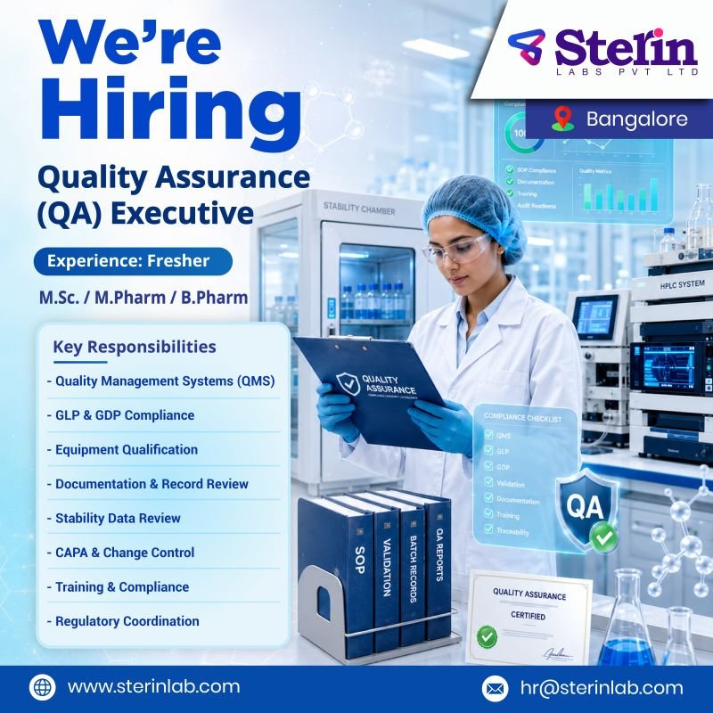 1784526698736 Freshers Needed In Quality Assurance At Sterin Labs Private Limited