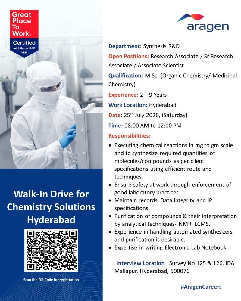1784617039876 Aragen Hiring For Chemistry Solutions – Synthesis R&D