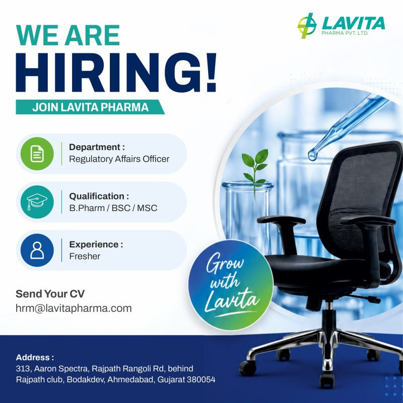 Freshers Needed In Regulatory Affairs Officer At Lavita Pharma Freshers Needed In Regulatory Affairs Officer At Lavita Pharma