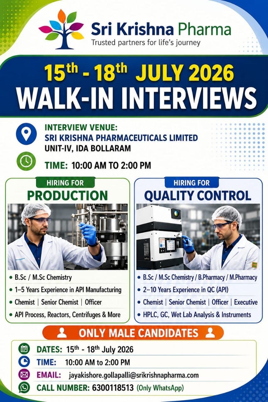 photo_2026-07-14_10-03-08 Sri Krishna Pharmaceuticals Hiring For Production, Quality Control, Formulation Research & Development, Analytical Research & Development, Technology Transfer, and FBC Operations
