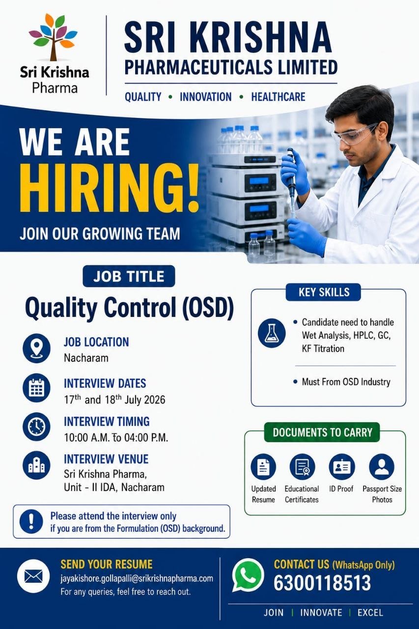 photo_2026-07-14_10-03-09 Sri Krishna Pharmaceuticals Hiring For Production, Quality Control, Formulation Research & Development, Analytical Research & Development, Technology Transfer, and FBC Operations