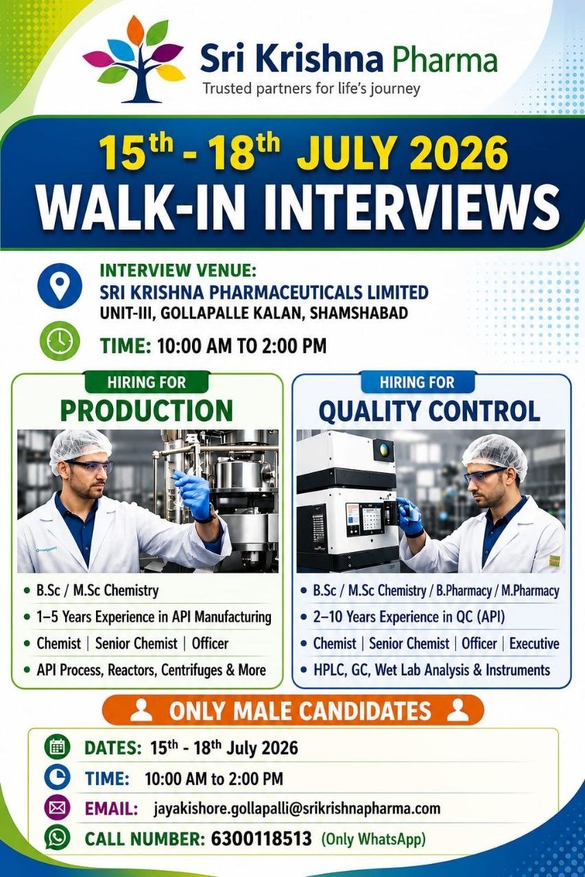 photo_2026-07-14_10-03-09 (4) Sri Krishna Pharmaceuticals Hiring For Production, Quality Control, Formulation Research & Development, Analytical Research & Development, Technology Transfer, and FBC Operations
