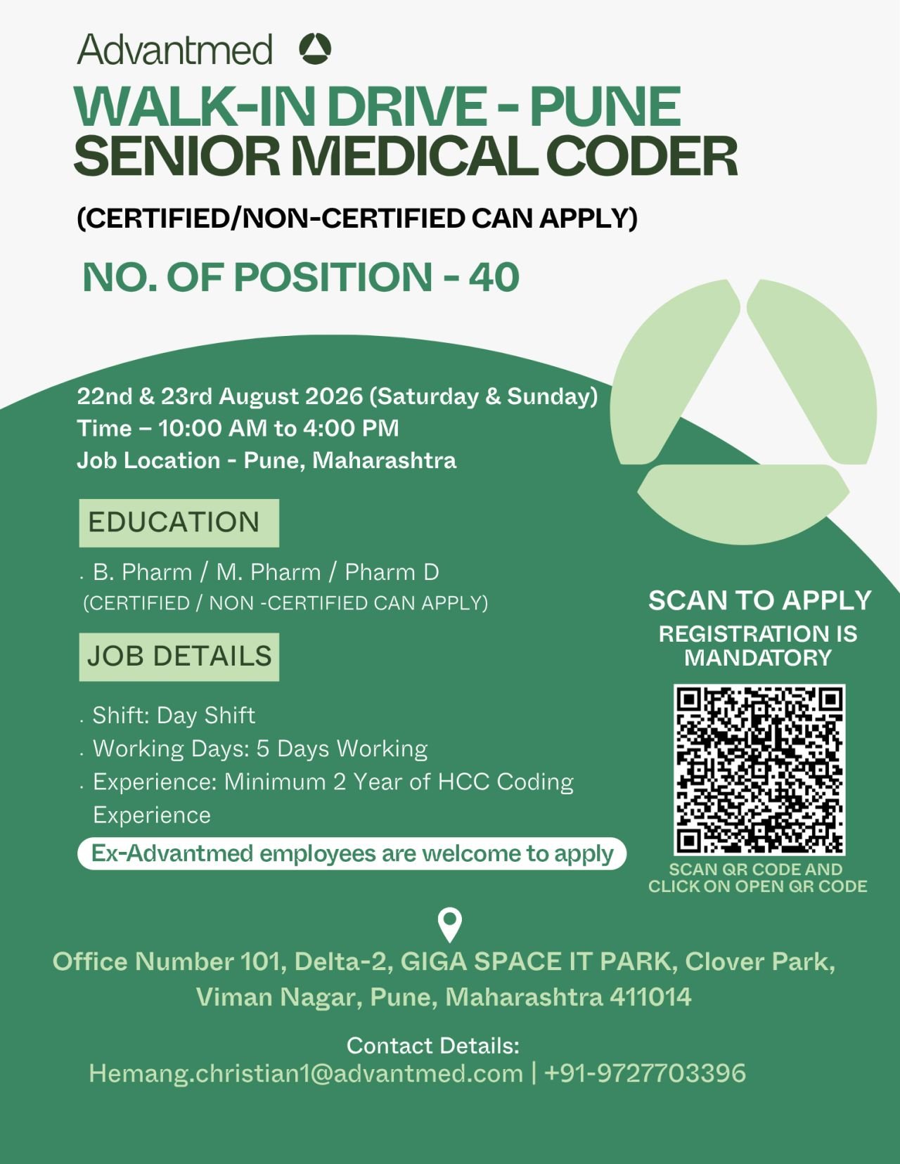 Advantmed Hiring For Medical Coding | Pune