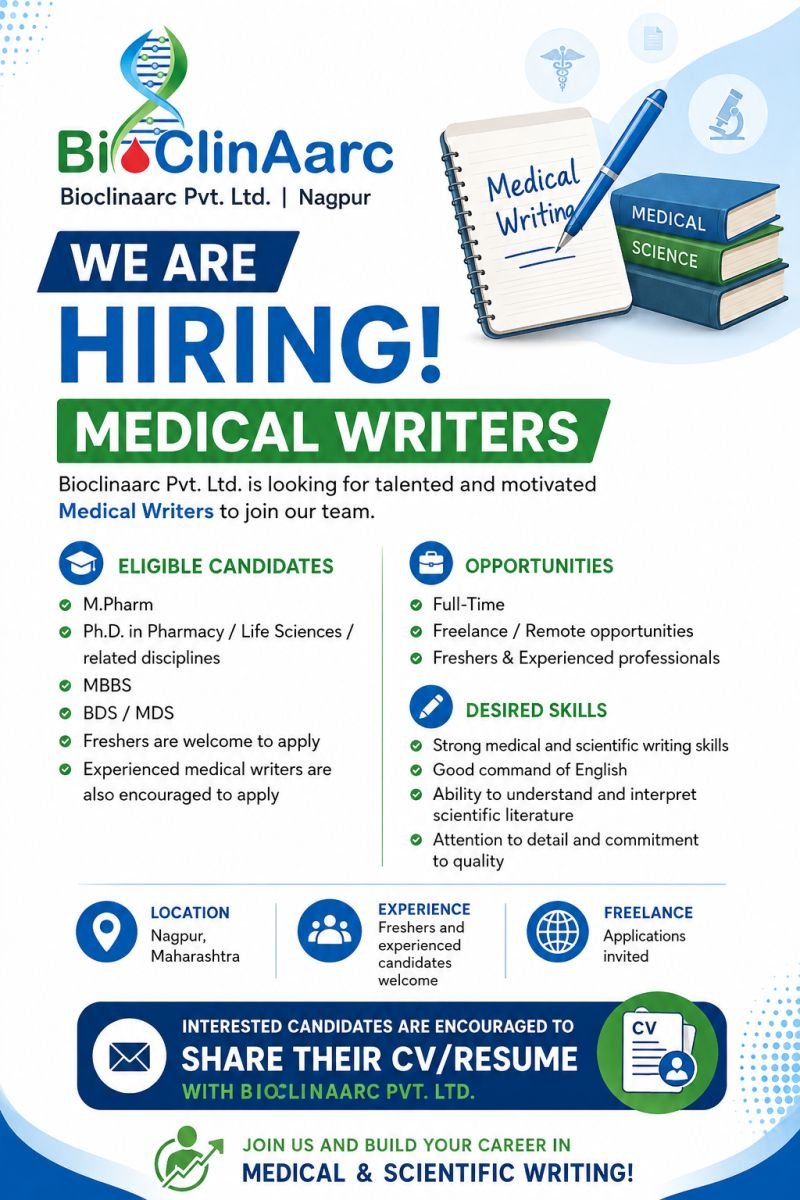 Bioclinaarc Hiring For Medical Writer