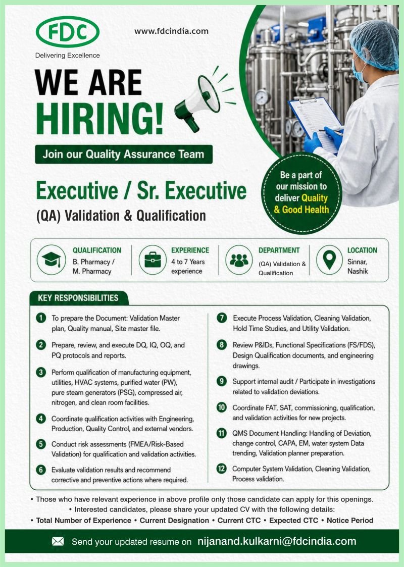 1787918953451 FDC Limited Hiring For Quality Assurance, validation