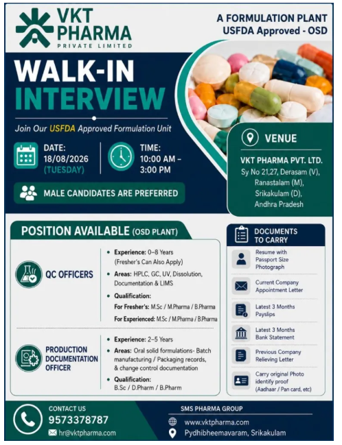 Screenshot 2026-08-12 114734 Freshers Needed In Production Documentation / Quality Control At VKT Pharma Pvt. Ltd.
