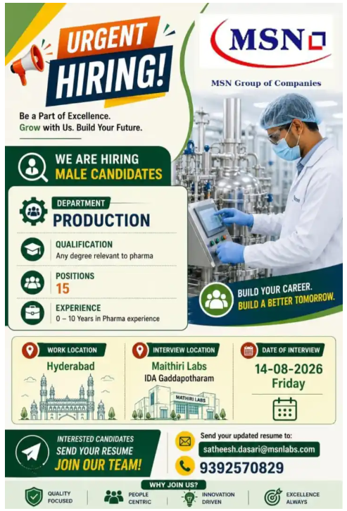 Freshers Needed In Production At MSN Group