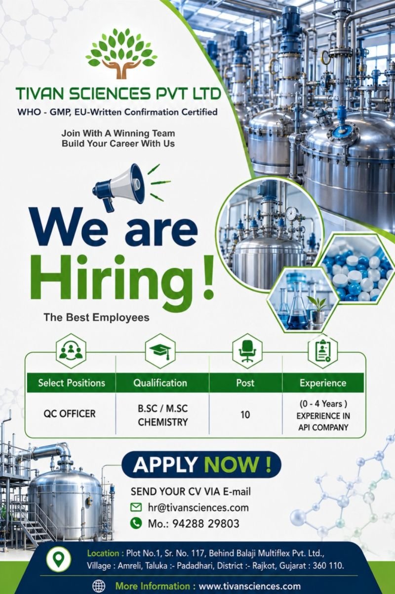 Freshers Needed In Quality Control At Tivan Sciences Pvt Ltd