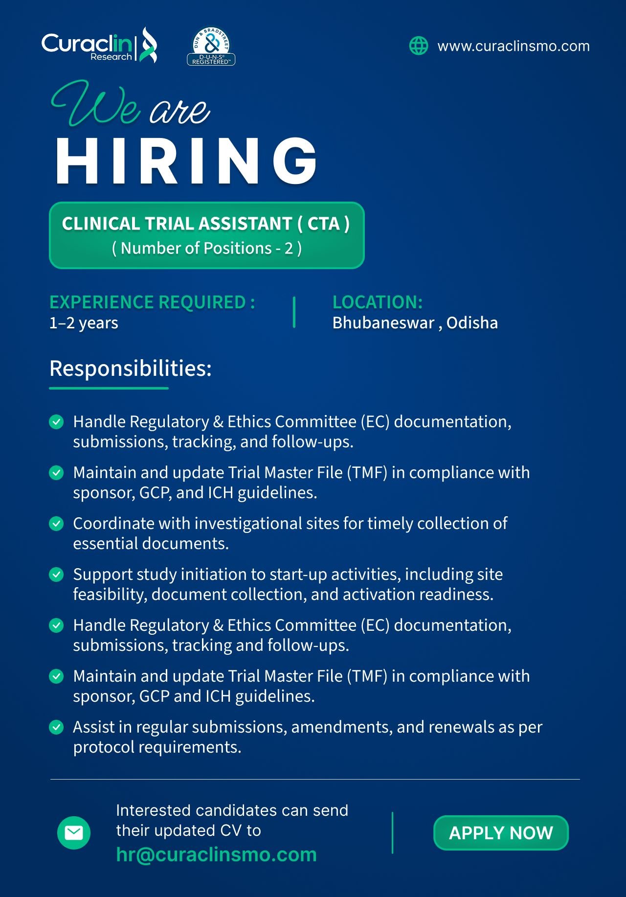 1788856814401 Curaclin Research Hiring For Clinical Trial Assistant