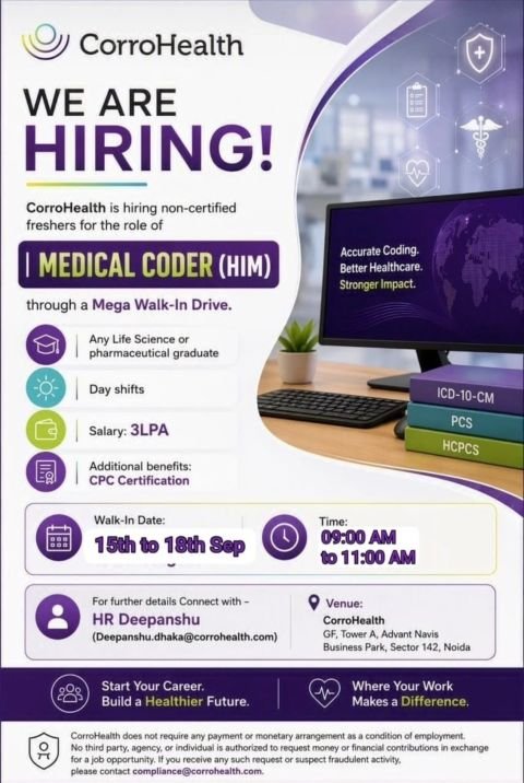 1789283230058 Freshers Needed In Medical Coding At CorroHealth