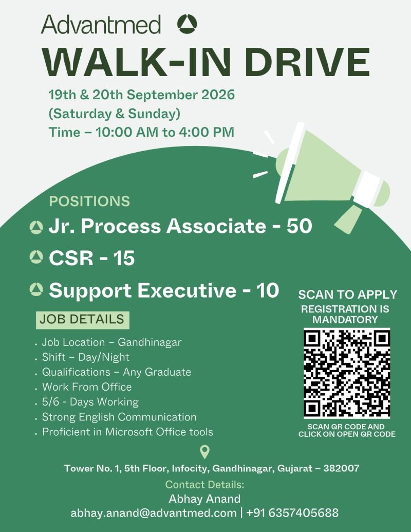 1789633383907 Advantmed Hiring For Jr. Process Associate, CSR, Support Executive