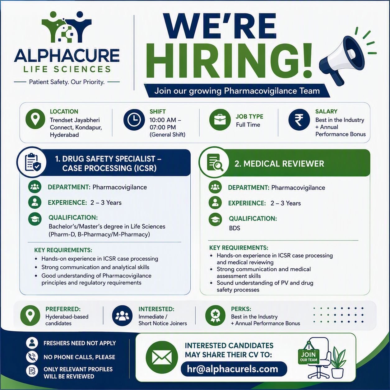 1790061395086 AlphaCure Hiring For Drug Safety Specialist – Case Processing; Medical Reviewer