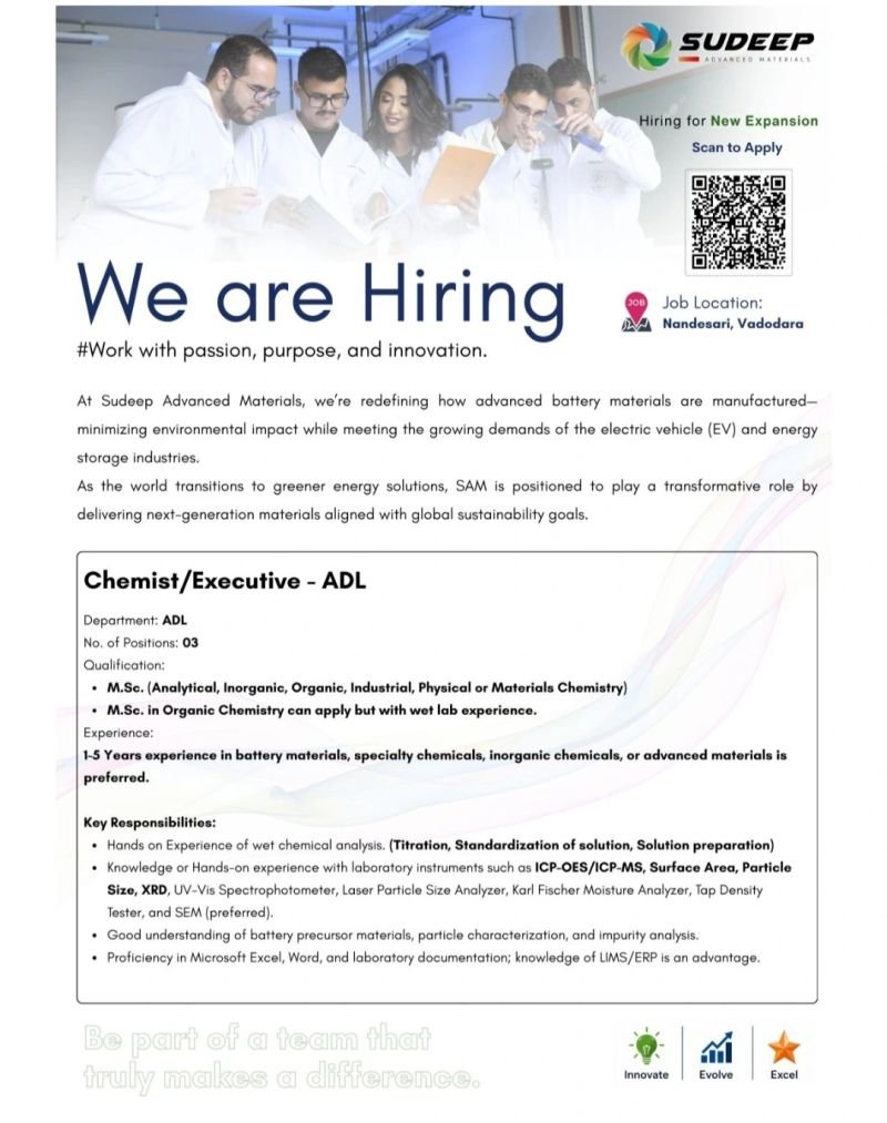 1790597373970 Sudeep Advanced Hiring For Chemist/Executive – ADL