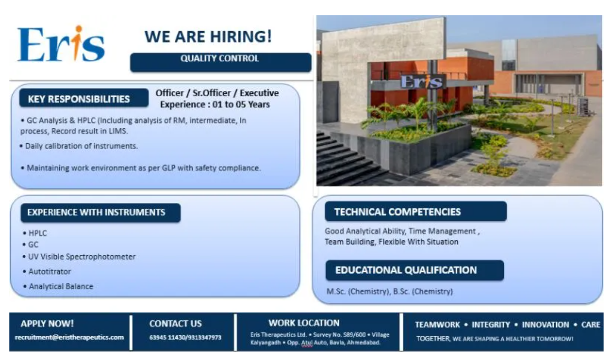Eris Therapeutics Hiring For Quality Control