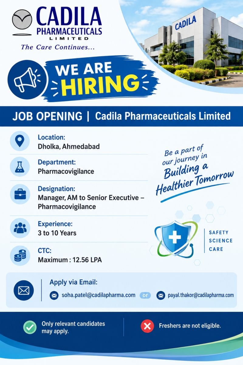 1790852702256 Cadila Pharmaceuticals Hiring For Pharmacovigilance