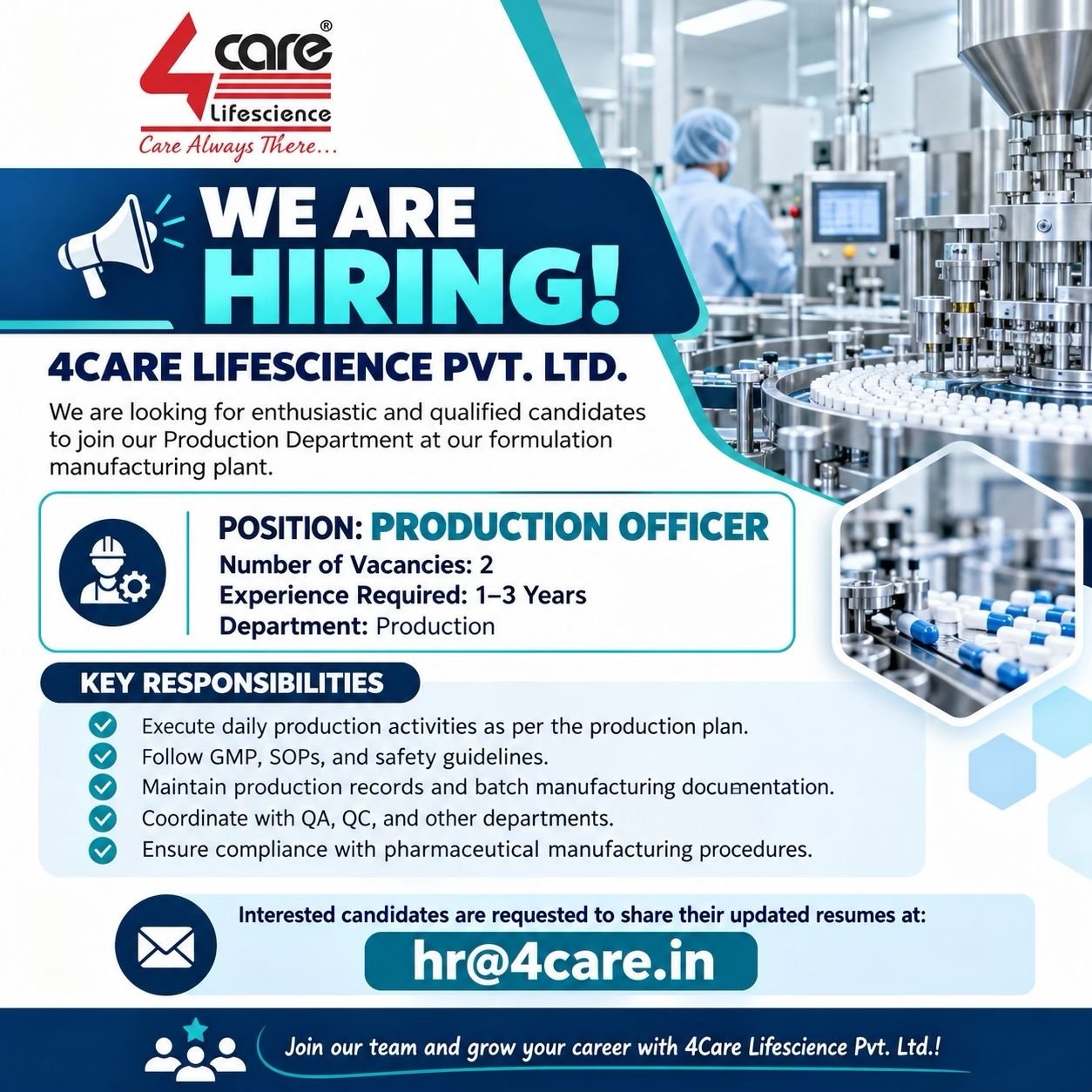 1791530643480 4Care Lifescience Hiring For Production Officers