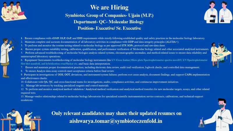 1791623903700 Symbiotec Group Hiring For Quality Control – Molecular Biology