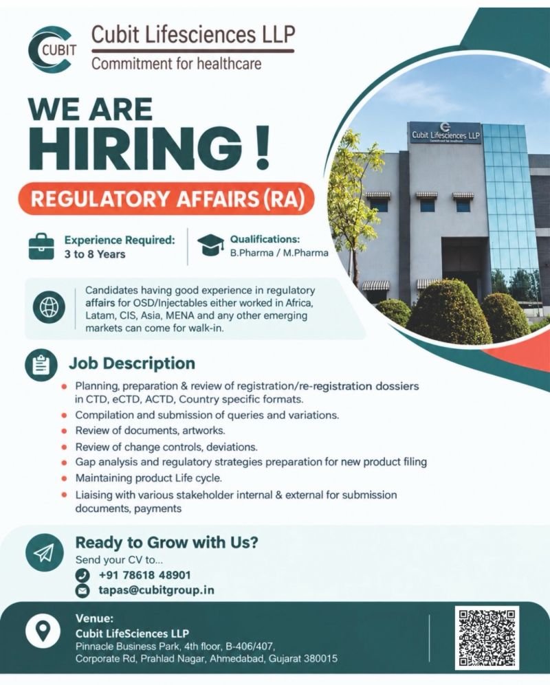 1791858962846 Cubit Lifesciences Hiring For Regulatory Affairs